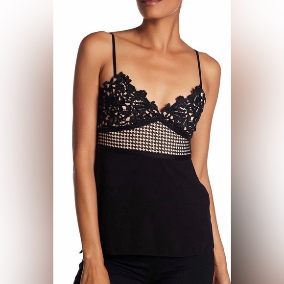 NEW Theory Melaena Silk Lined Lace Top Elevate Crepe Black 2 - Picture 1 of 8